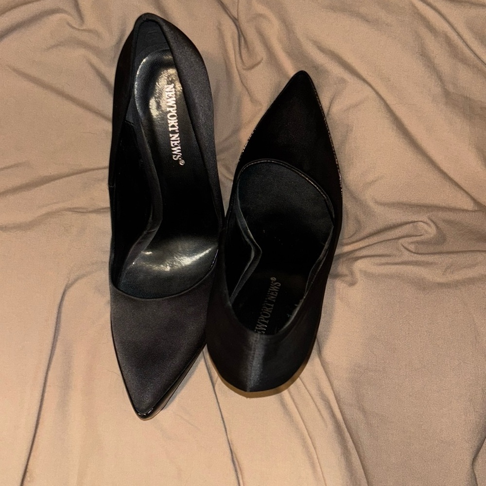 Newport News Black Velvet Heels